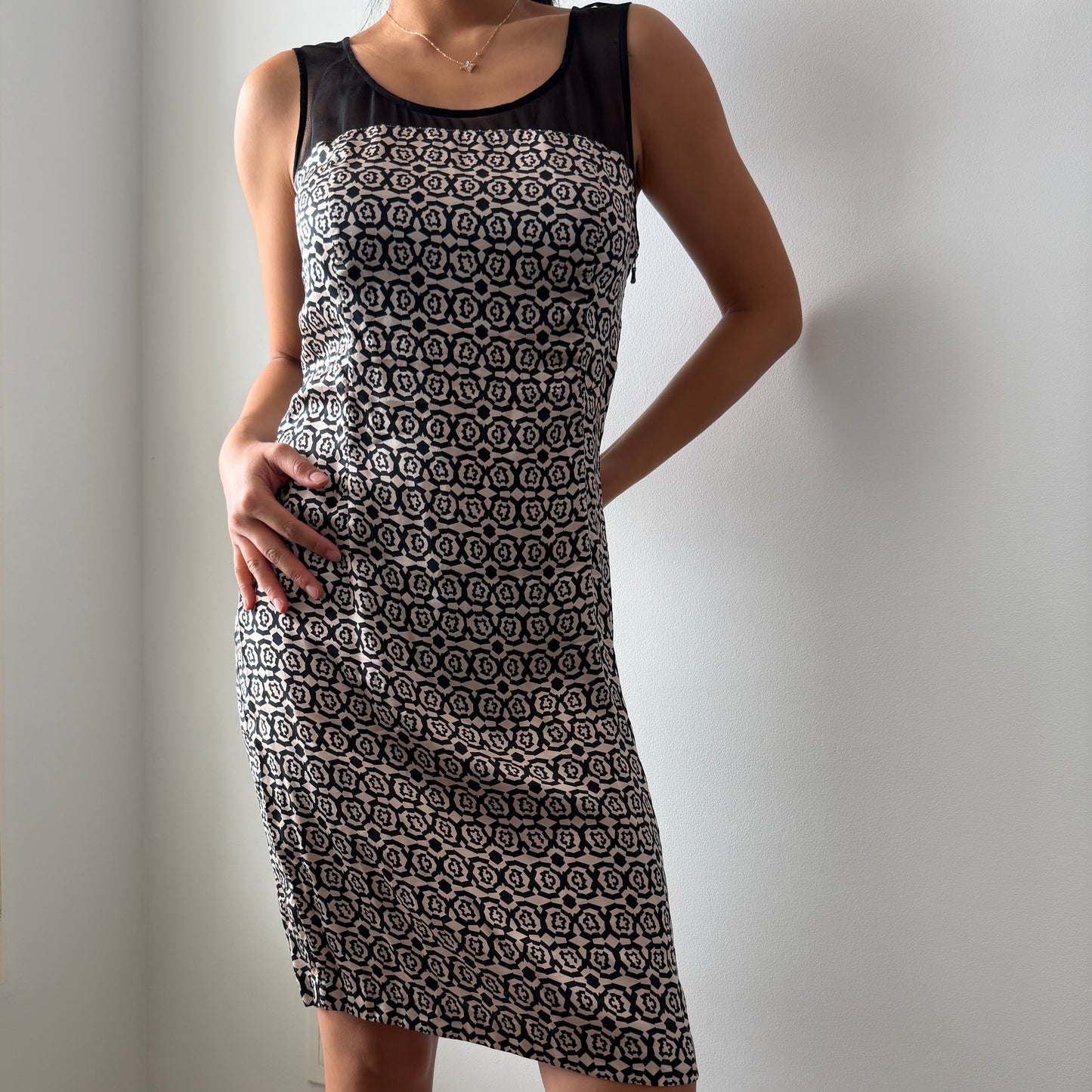 Diesel Black Gold Geometric Print Sleeveless Silk Dress - Small