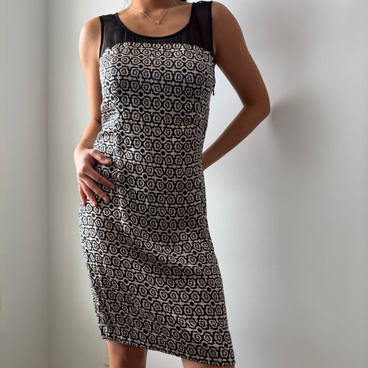 Diesel Black Gold Geometric Print Sleeveless Silk Dress - Small