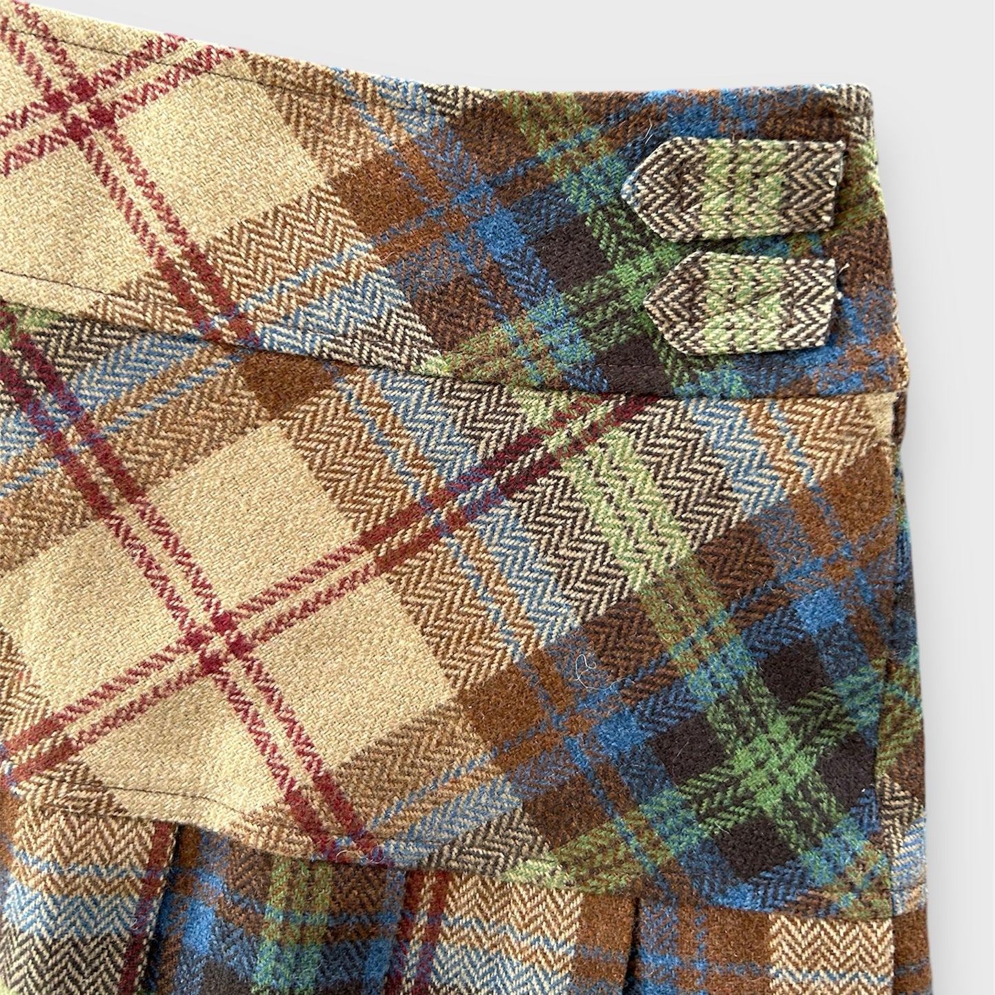 Roots Brown Tartan Wool Pleated Mini Skirt - W28