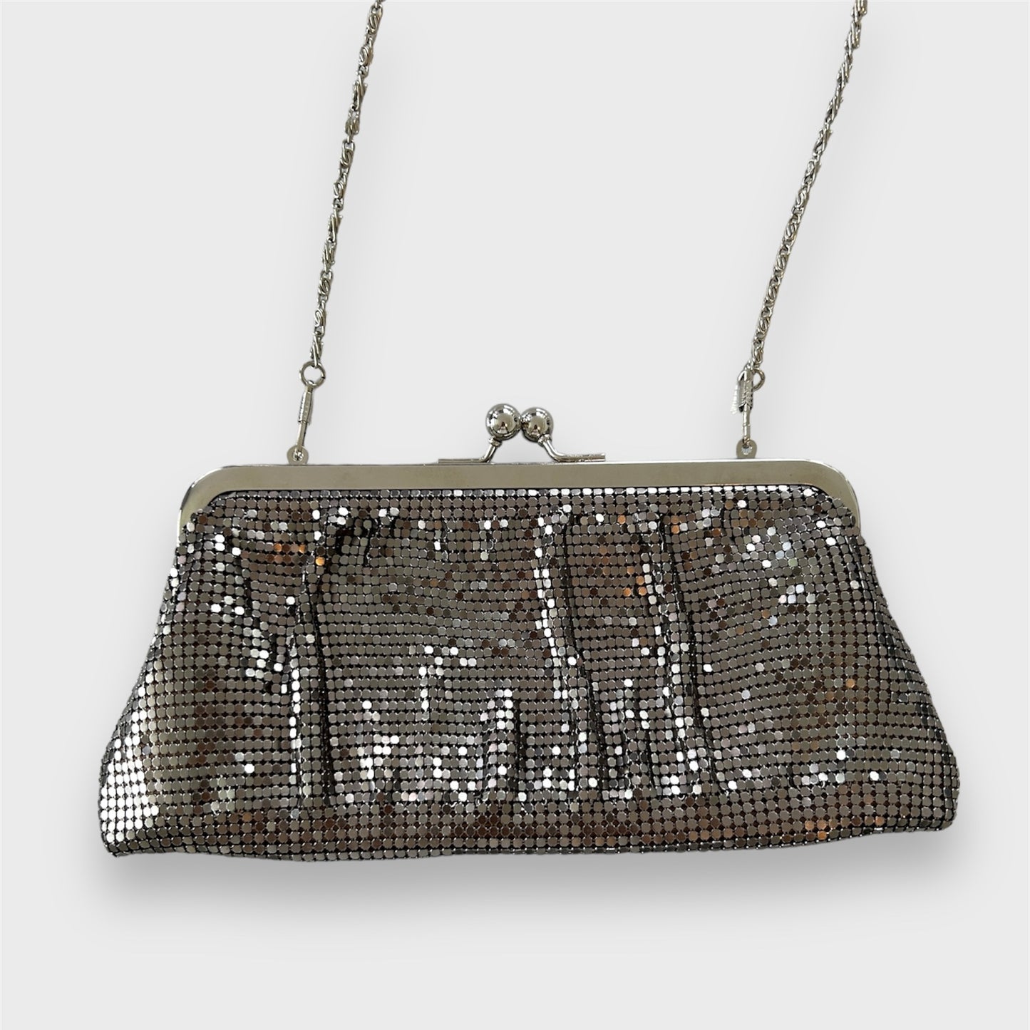 Silver Disco Chainmail Crossbody Evening Bag