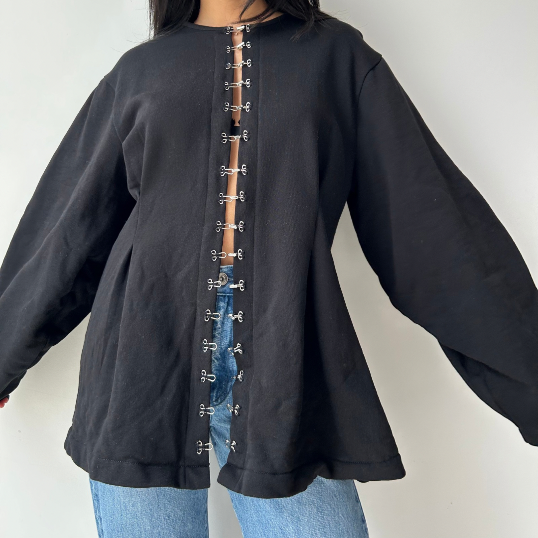 Chan Luu Black Pinch Waist Cardigan - Medium/Large