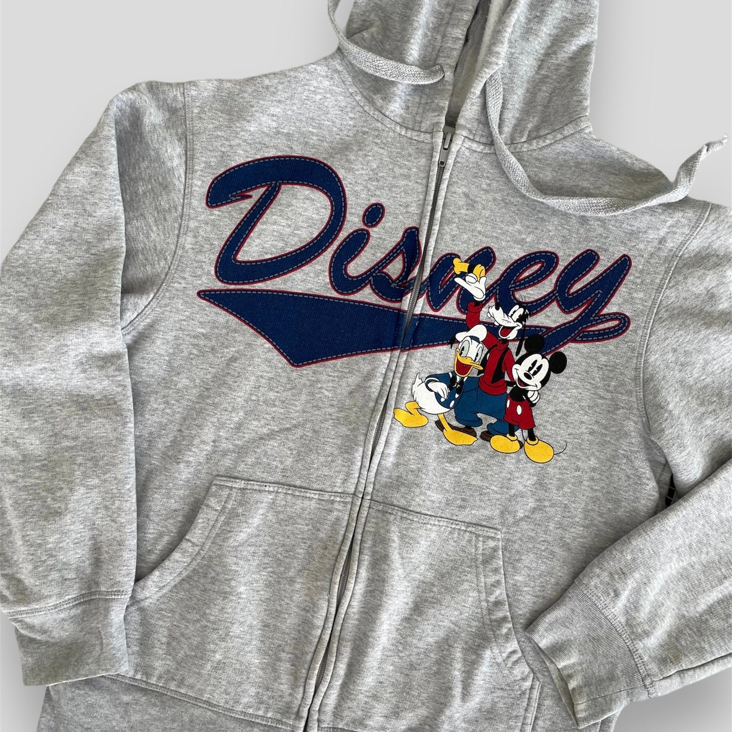 Disney Grey and Navy Graphic Print Zip Up Hoodie - Small