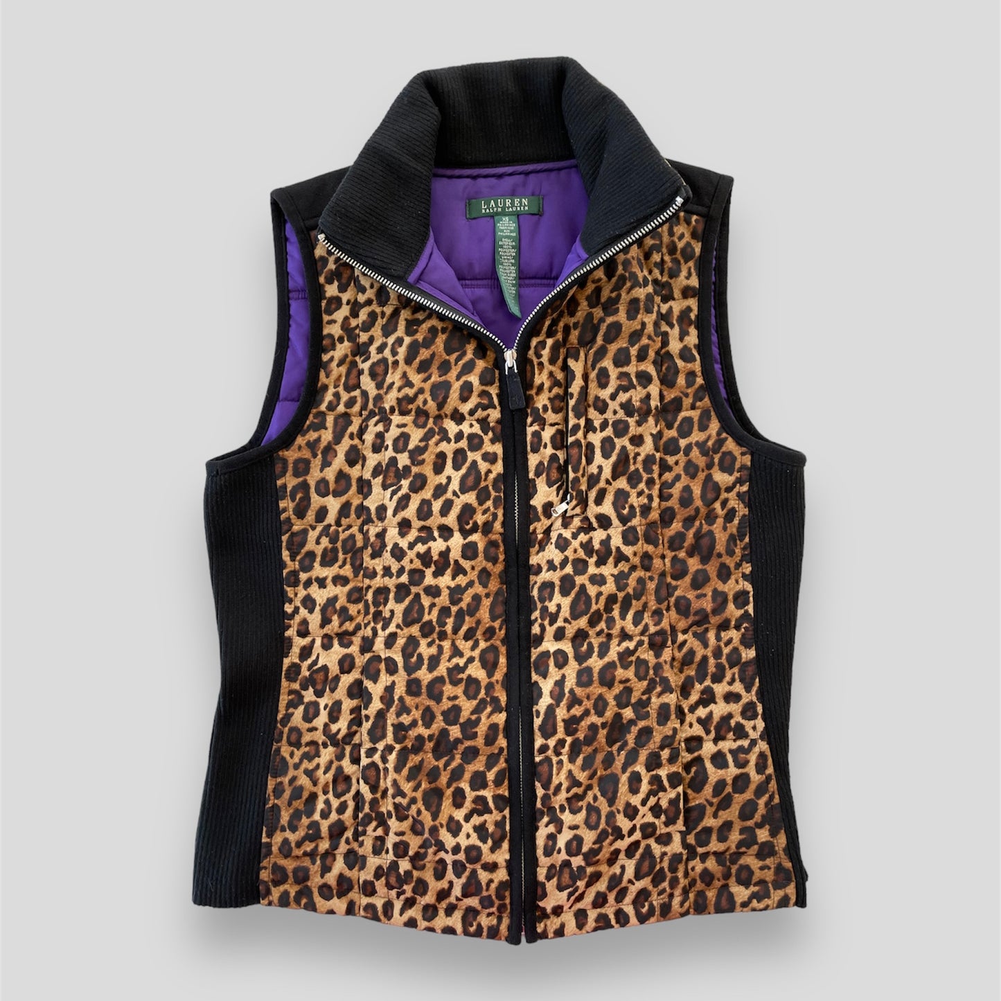 Lauren Ralph Lauren Leopard Print Quilted Vest - X-Small