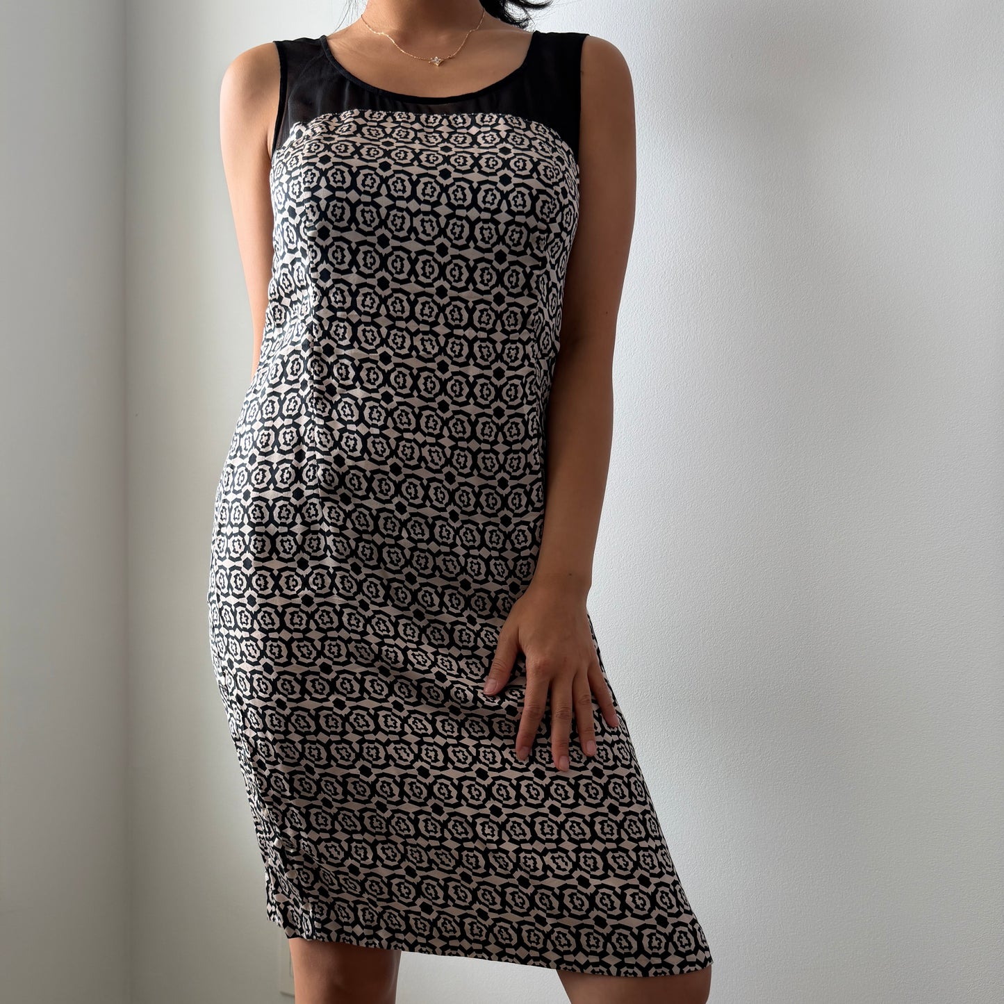 Diesel Black Gold Geometric Print Sleeveless Silk Dress - Small
