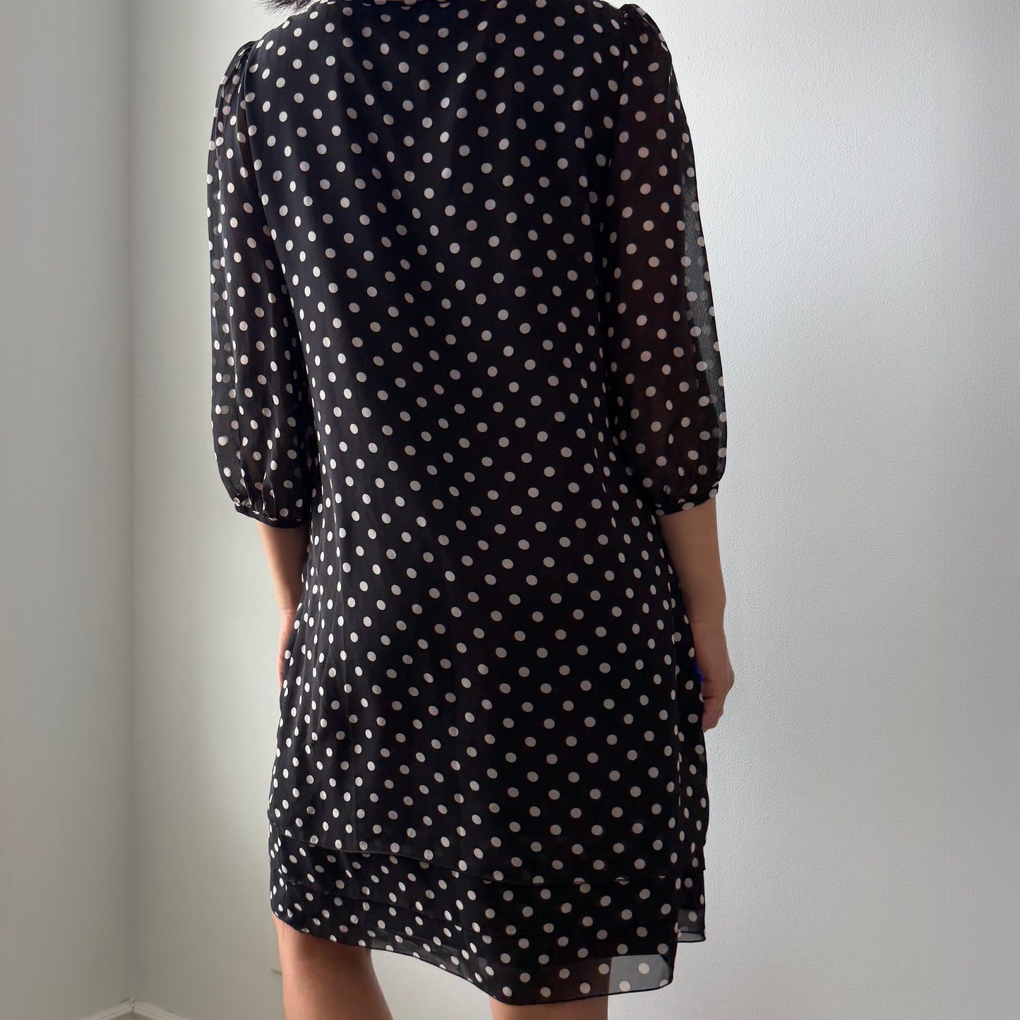 Made in Japan Black and White Polka Dot Dress - Medium