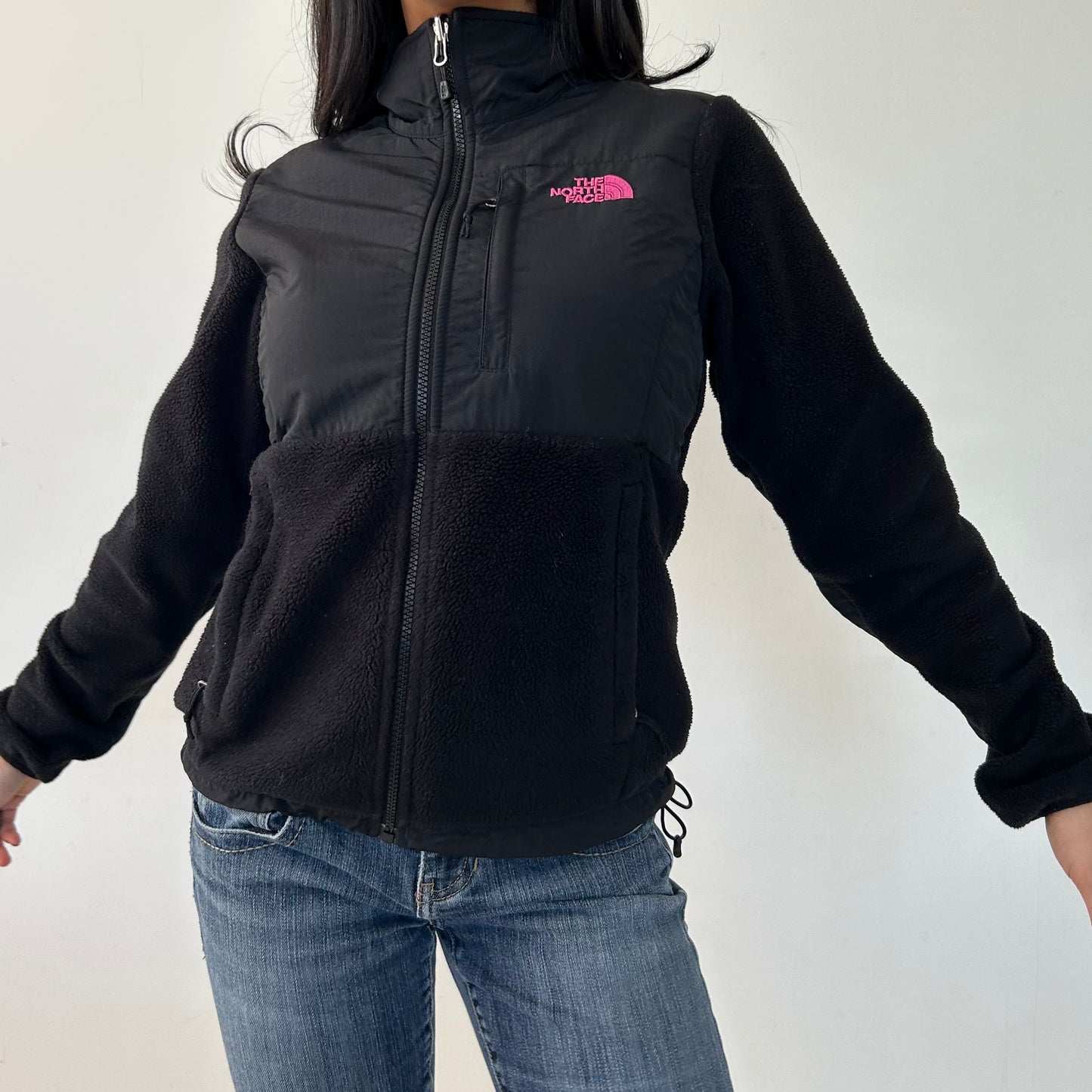 The North Face Limited Edition Black Denali 2 Jacket with Pink Logo - X-Small