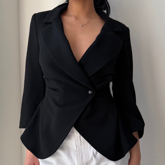 Wilfred Black Wrap Peplum Blazer - X-Small
