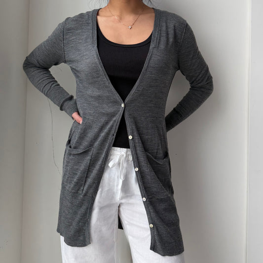 Miss Sixty Grey Wool Button-Front Cardigan - Small