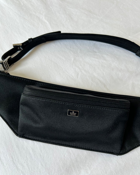 S/S 2001 Gucci by Tom Ford Mini Black Satin Waist Bag