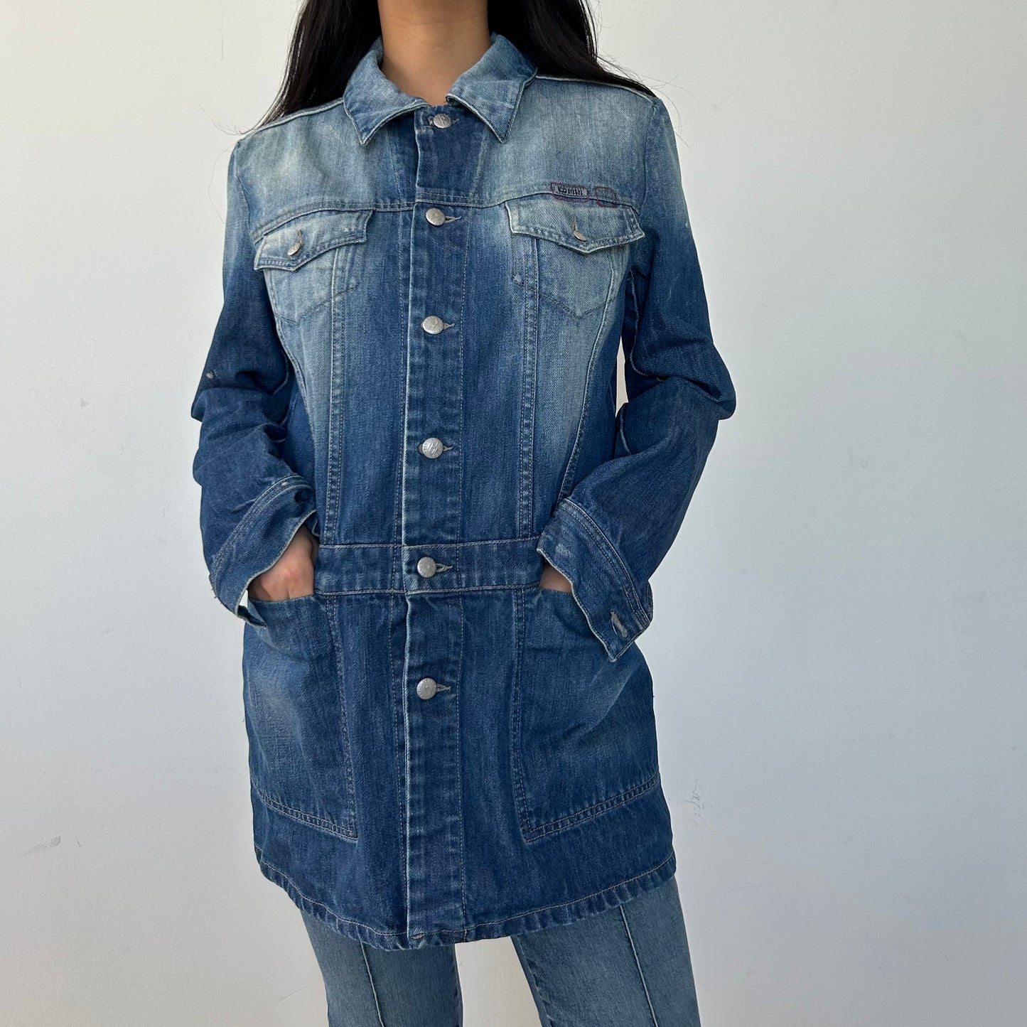 Diesel Blue Long Denim Jacket - Medium