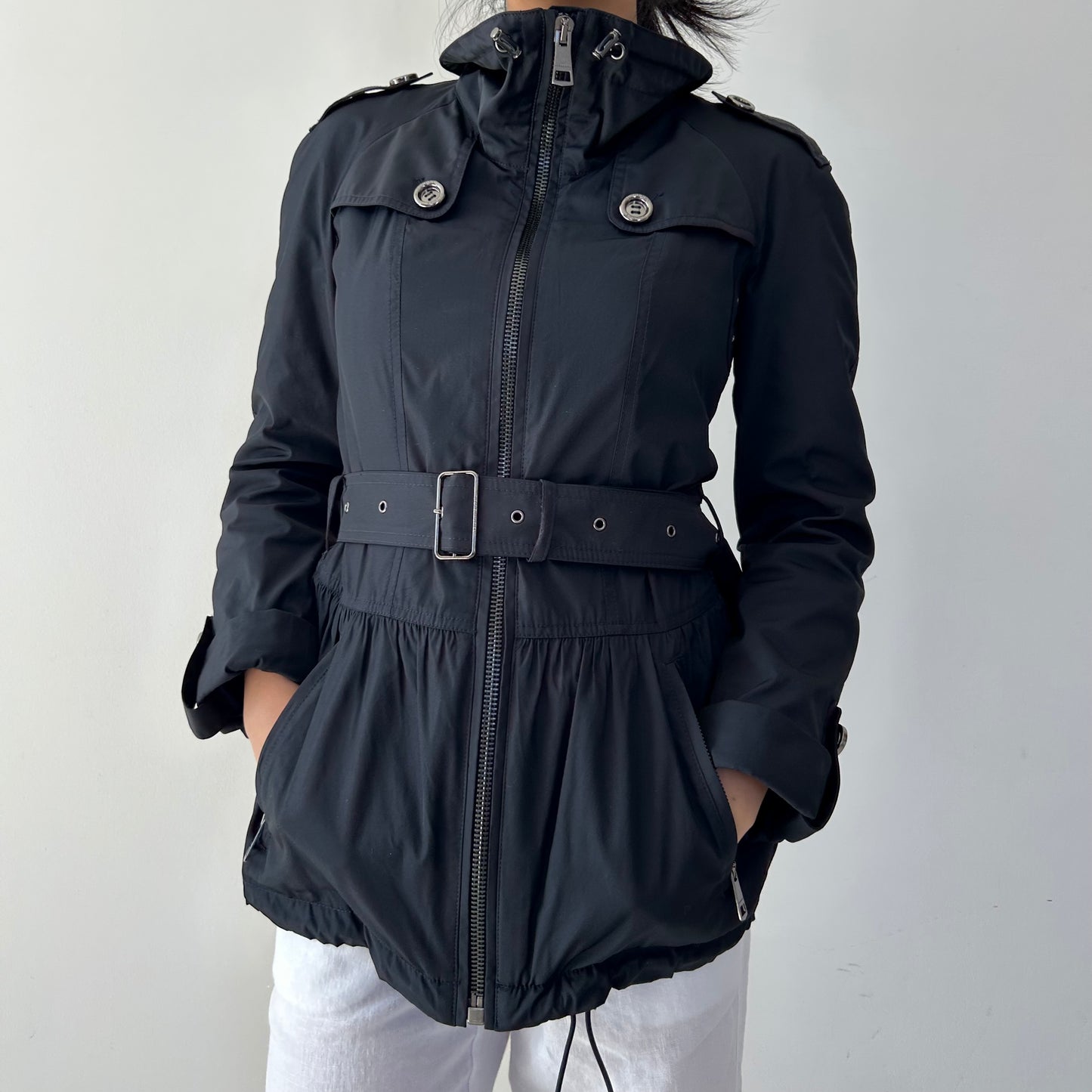 Burberry London Navy Short Trench Jacket - X-Small
