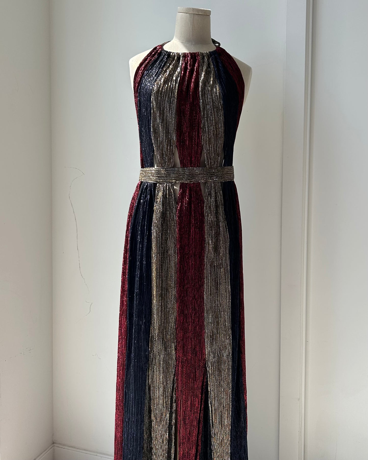 2015 Bec + Bridge Metallic Halter Maxi Dress - Small