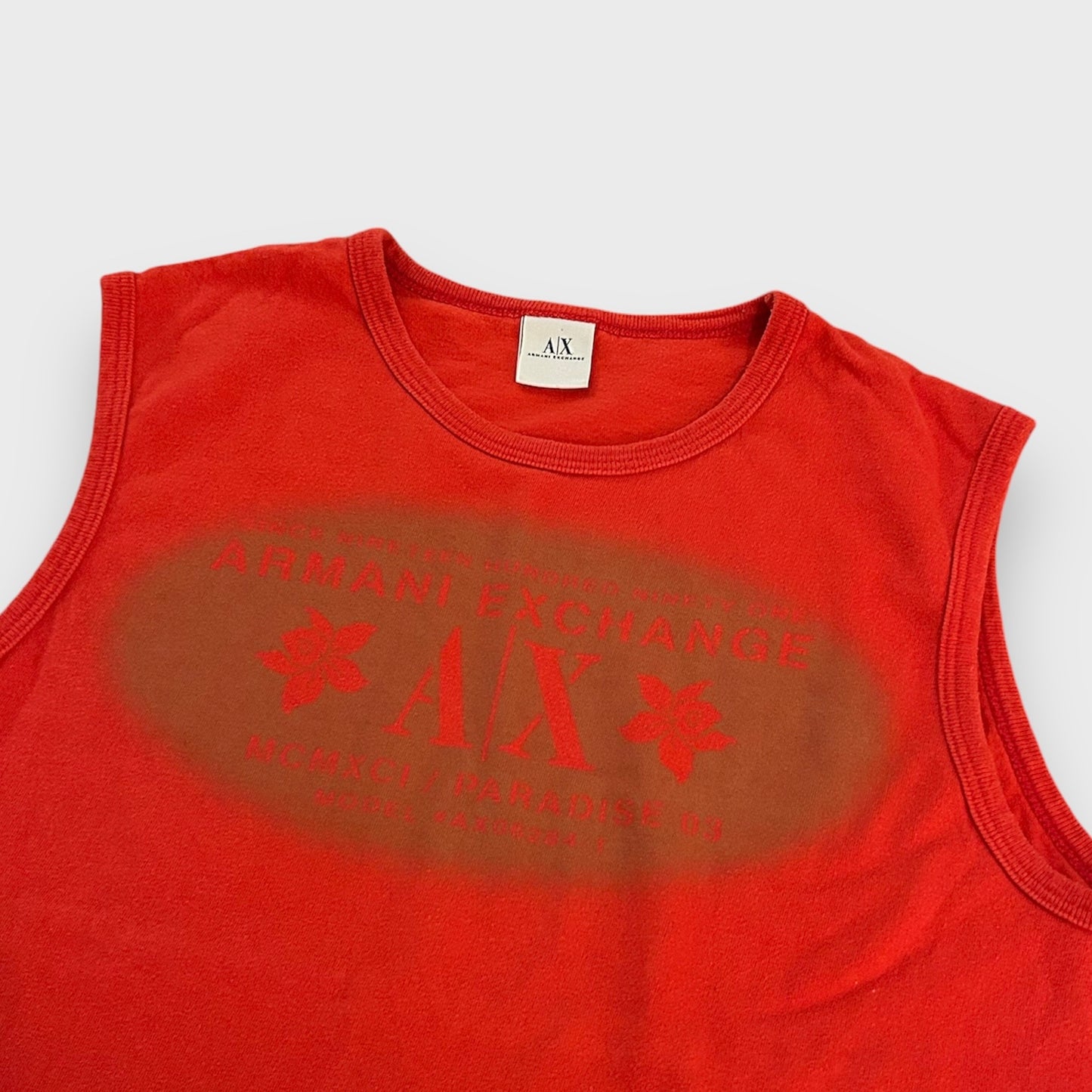 Vintage Made in USA Armani Exchange Red Muscle Tee - Small