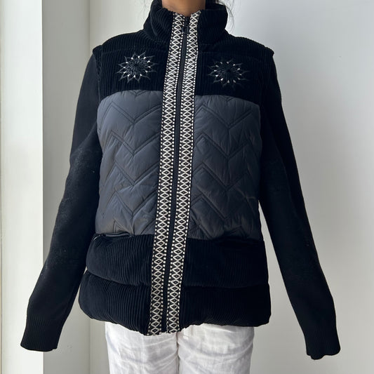 Desigual Black Quilted Convertible Jacket - XX-Large