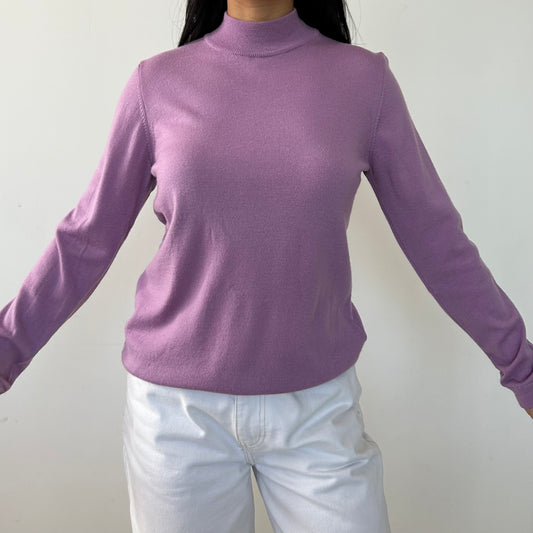 Fabiana Filippi Lilac Mock Neck Wool Knit Jumper - Medium