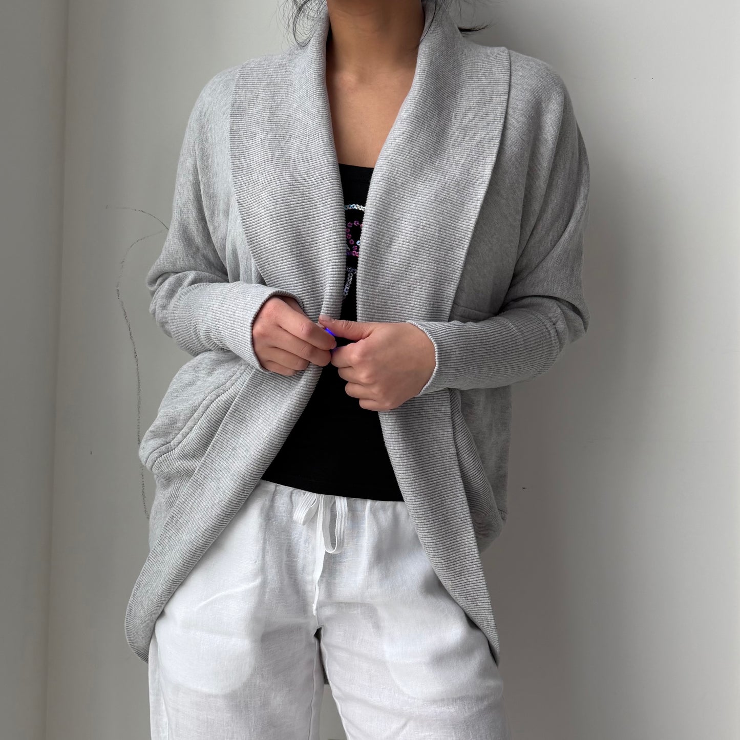 Old Label Wilfred Grey Marled Open Cardigan - Small