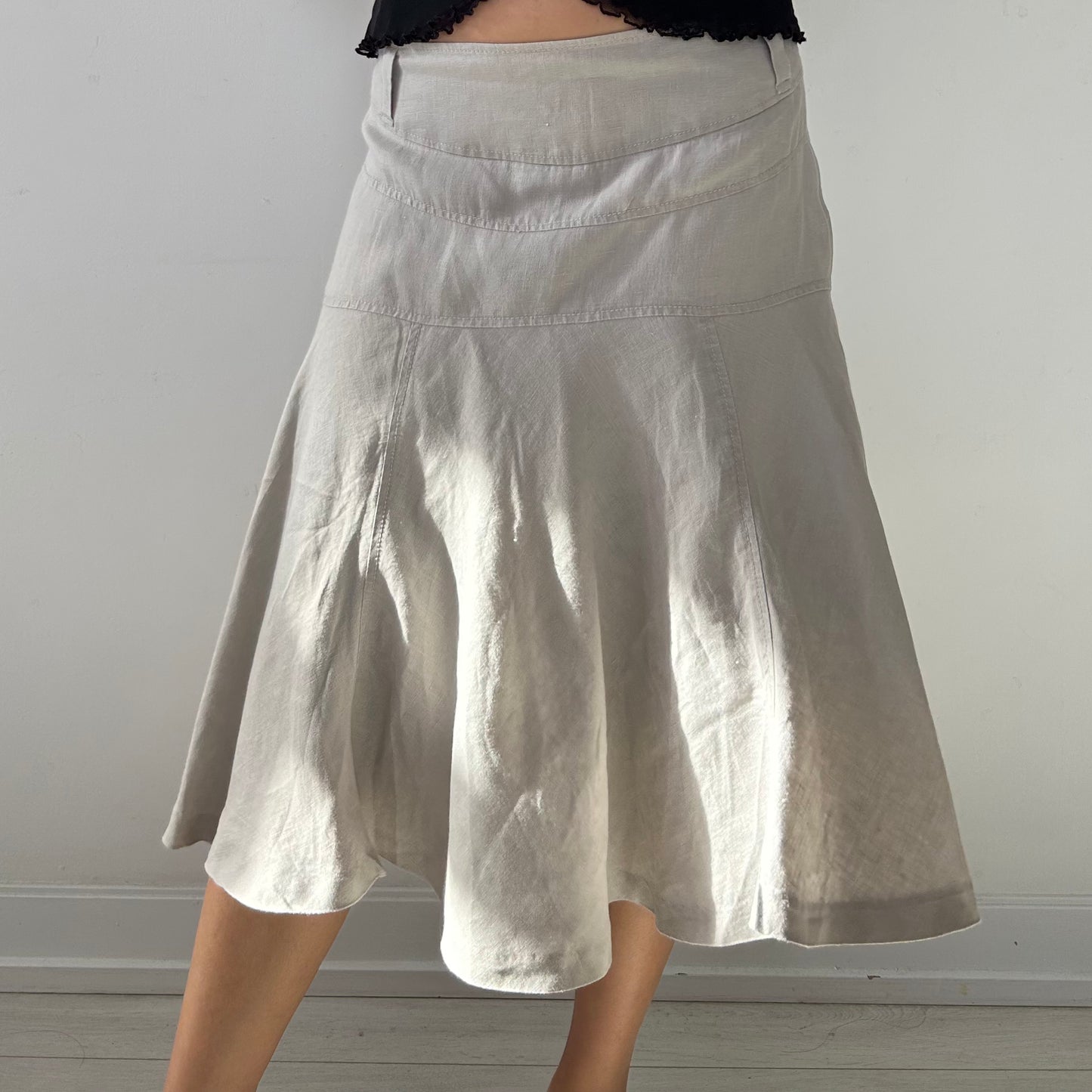 Old Label Zara Beige Linen Skirt - Medium