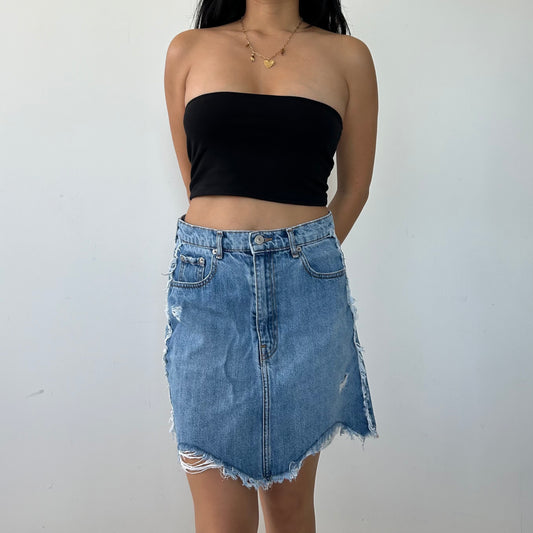 Zara Distressed Denim Skirt - Medium