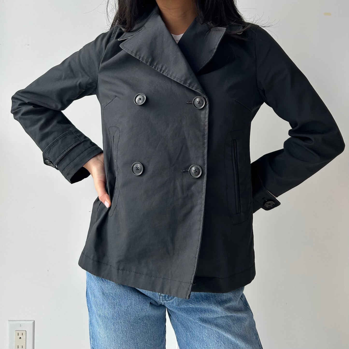 Banana Republic Black Cropped Trench - X-Small