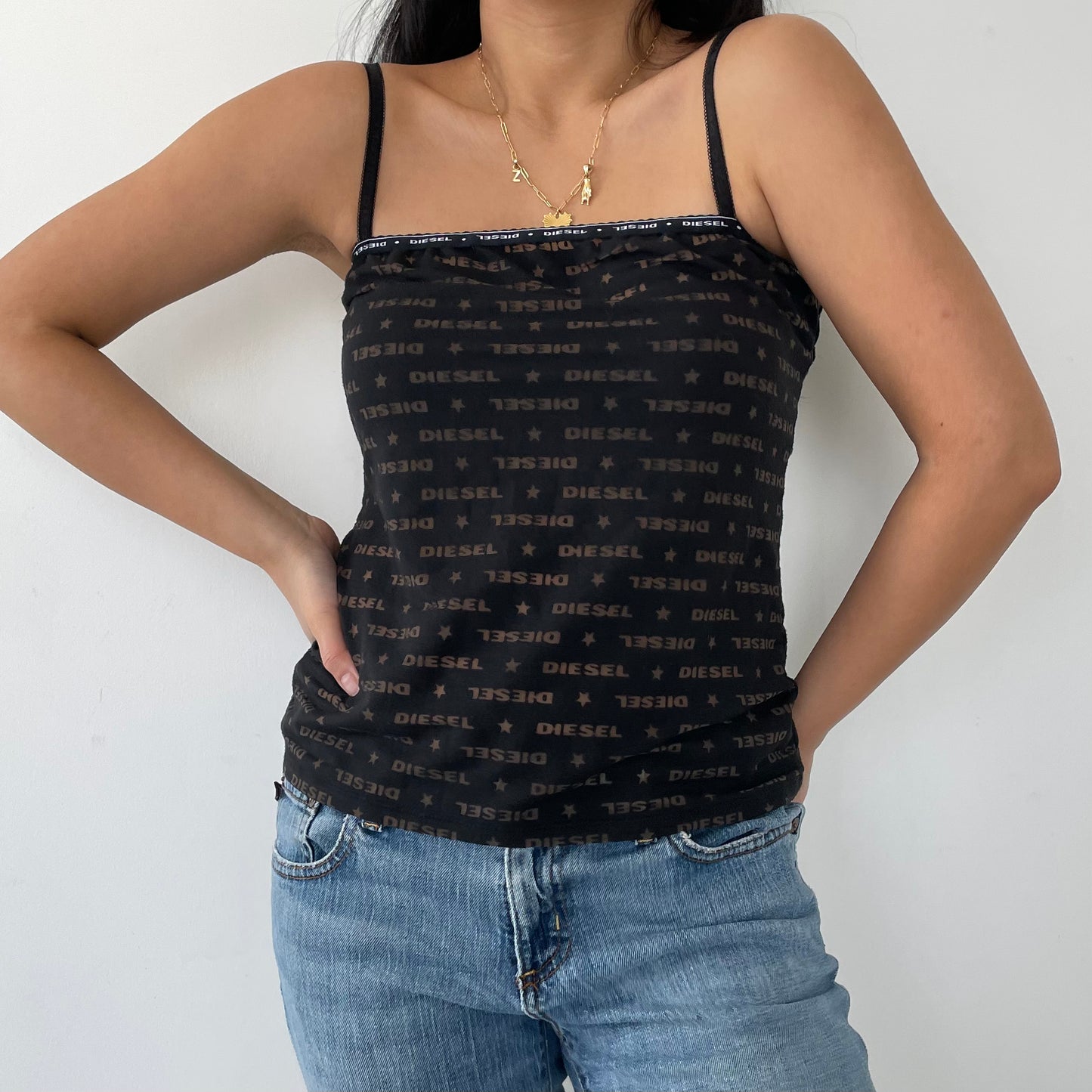 Diesel Black Mongram Cami - X-Small