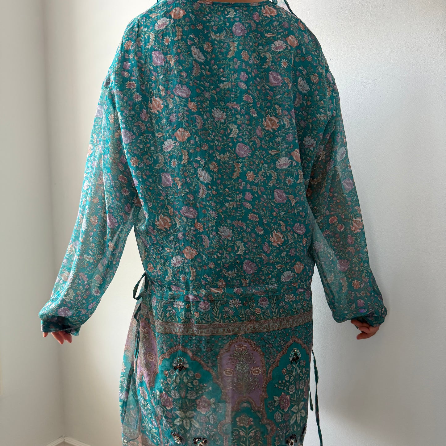 Zadig et Voltaire Turquoise Floral Tunic Dress - Large