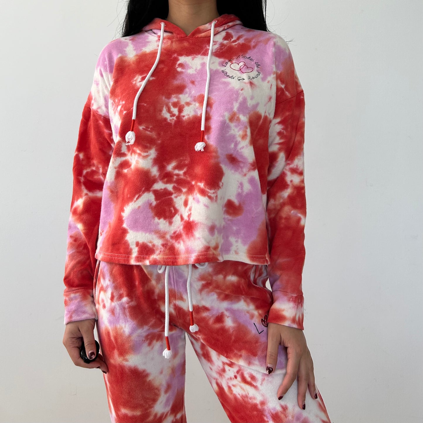 P.J. Salvage Pink and Red Tie-Dye Sweatsuit Set - X-Small