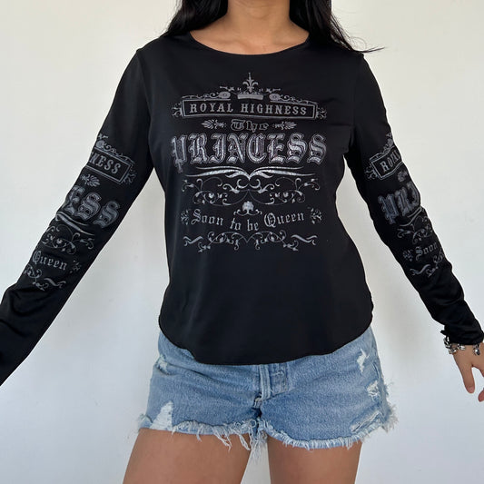 Black Long Sleeve Graphic Tee - Large