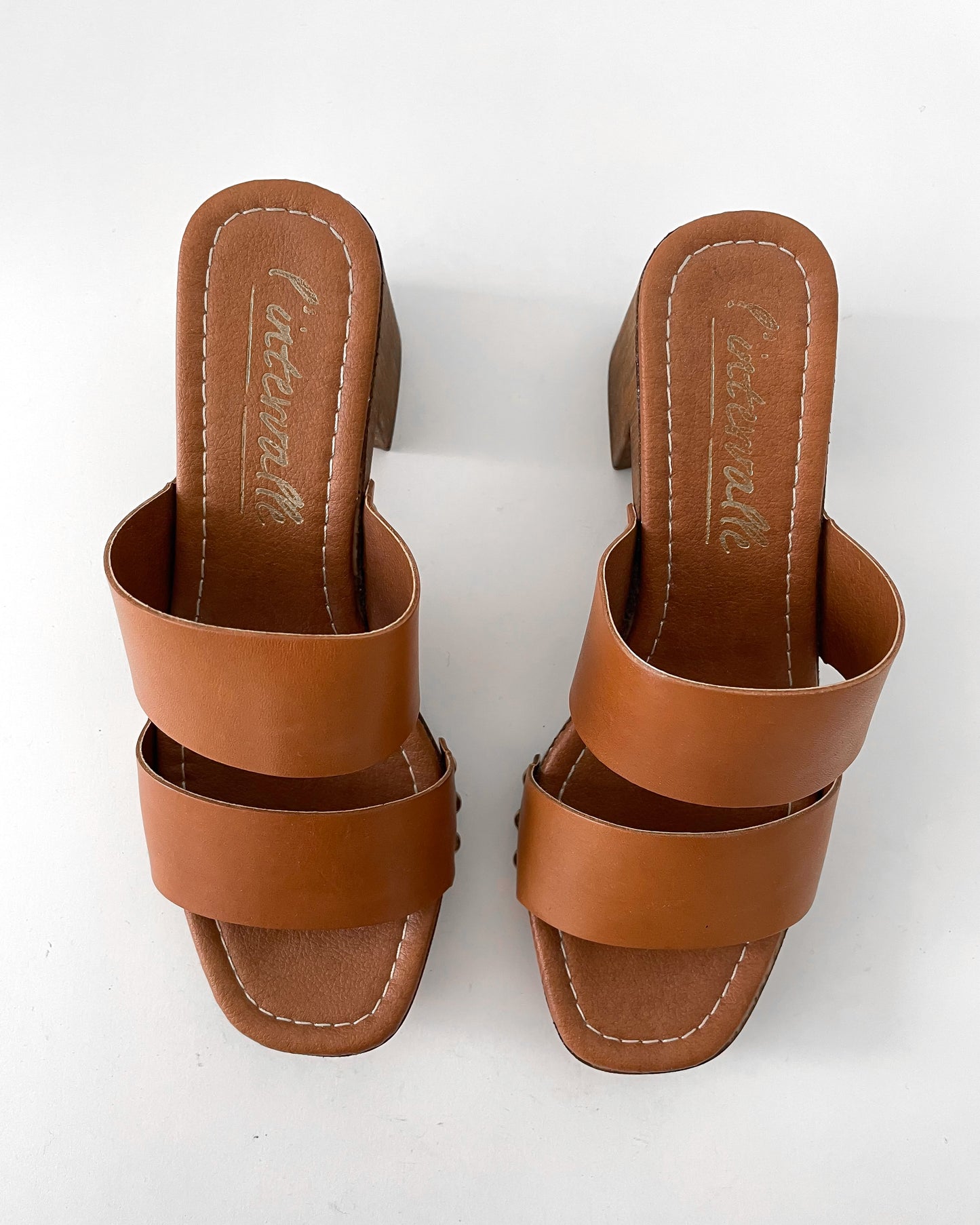 L’intervalle Tan Leather Wooden Clogs - EU 37