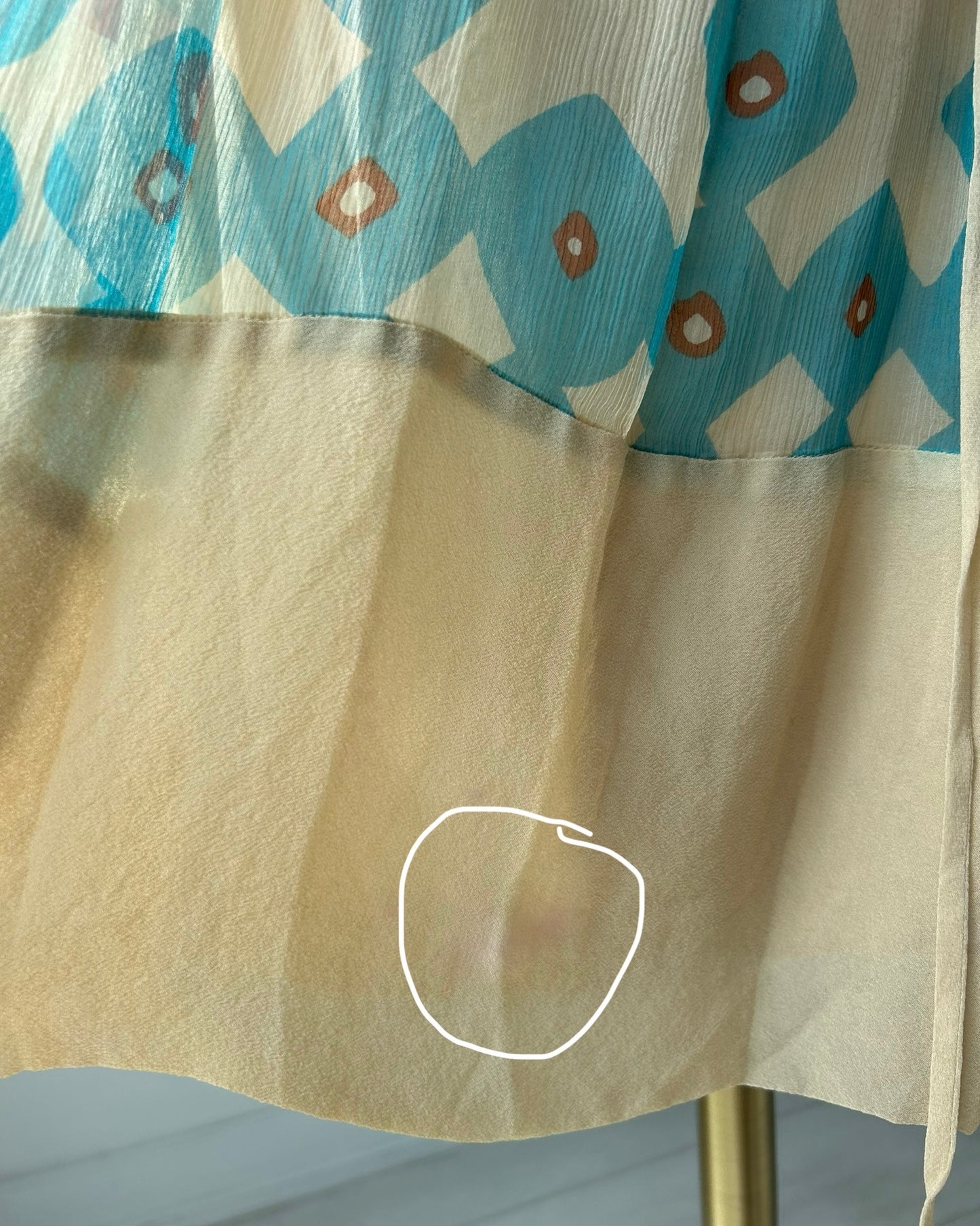 Diane Von Furstenberg Ivory and Turquoise Patterned Silk Dress - X-Small