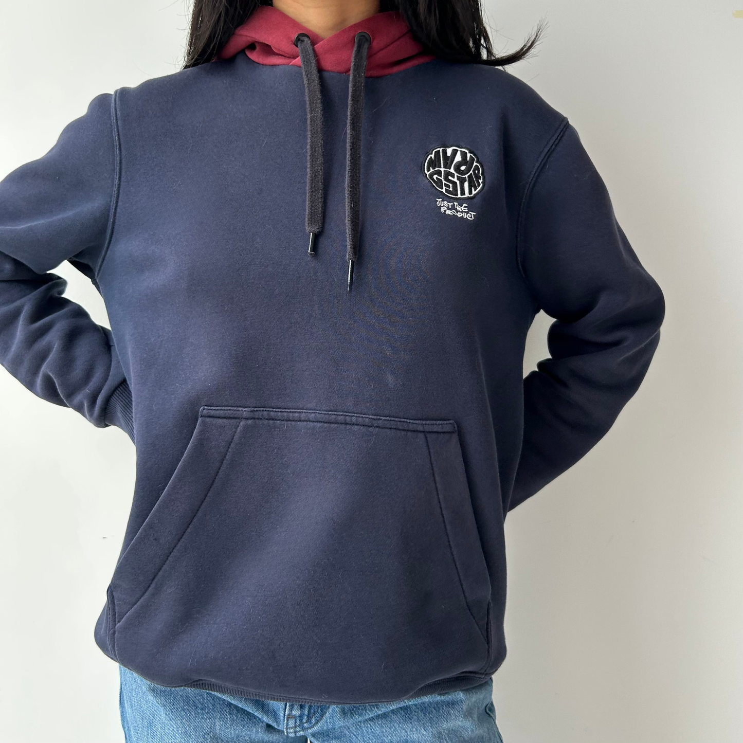 G-Star Raw Navy and Burgundy Hoodie - Medium