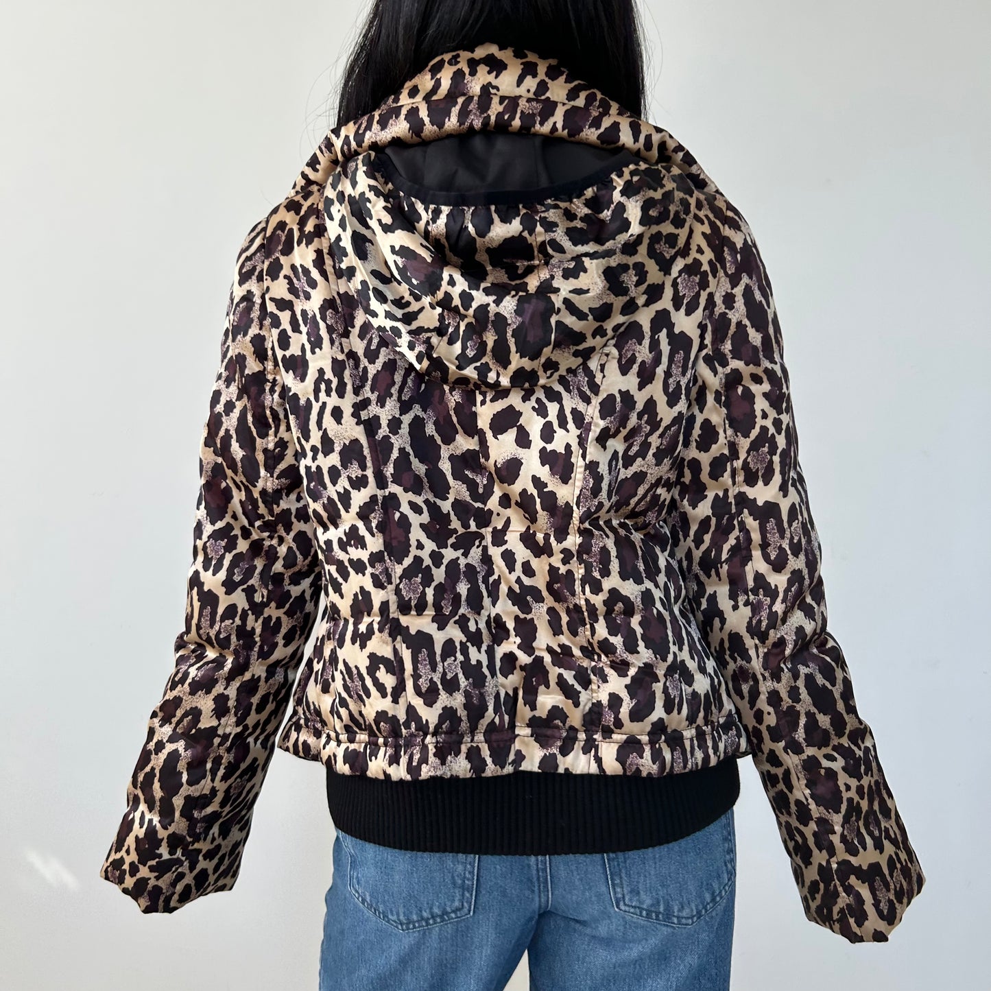 Girdear Leopard Print Hooded Puffer Jacket - Medium