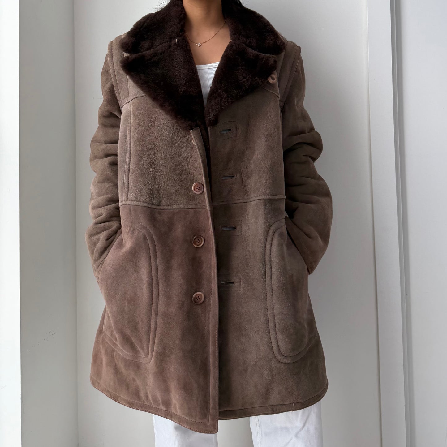 1970s Montreal Leather Garment Brown Sheepskin Coat - X-Large