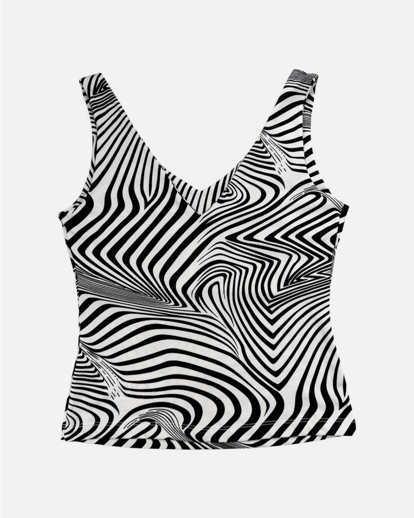 2000s Made in USA Zebra Print V-Neck Tank Top - Large