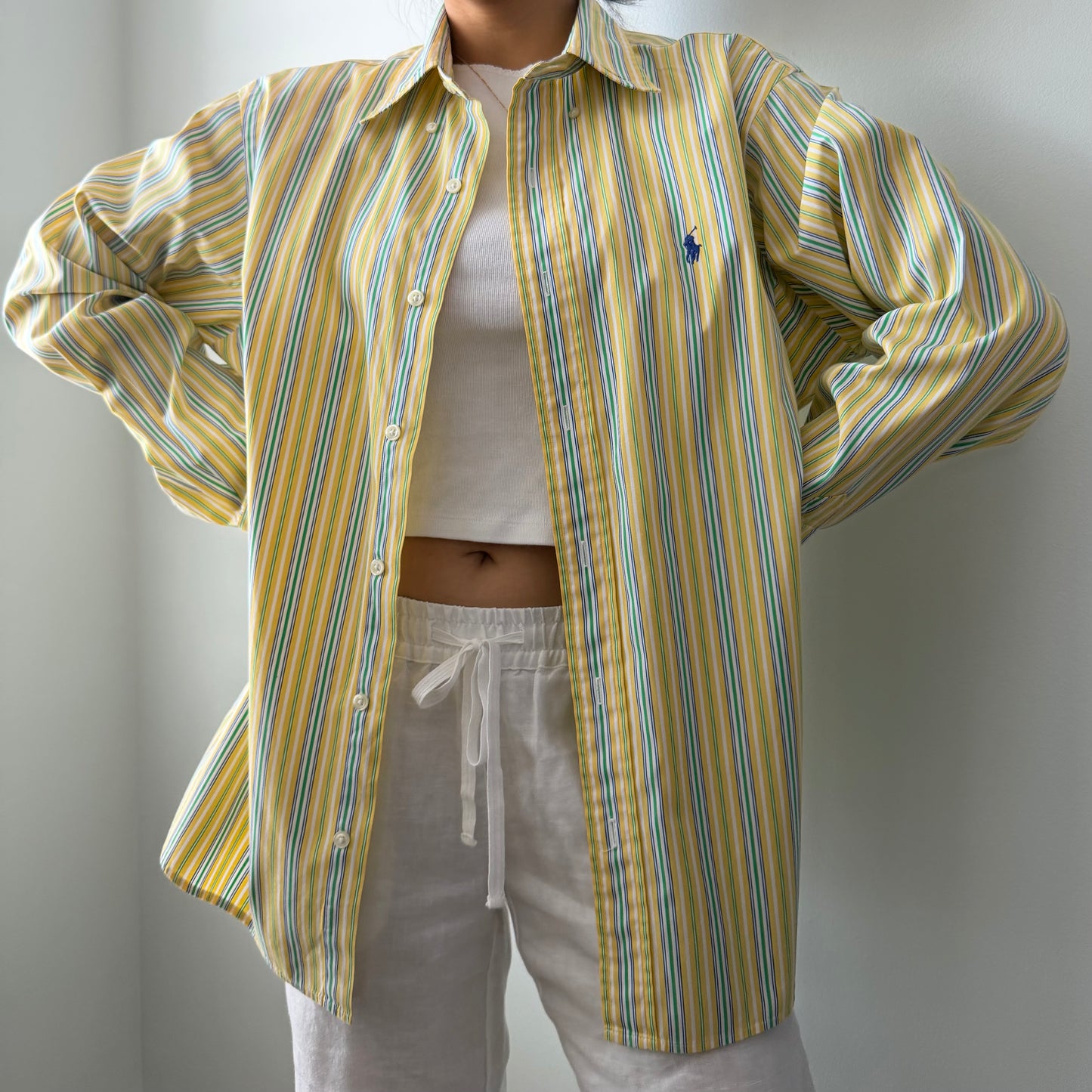 Ralph Lauren Yellow Striped Button-Up - Medium