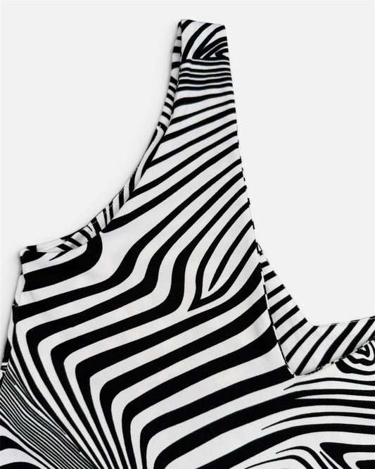 2000s Made in USA Zebra Print V-Neck Tank Top - Large