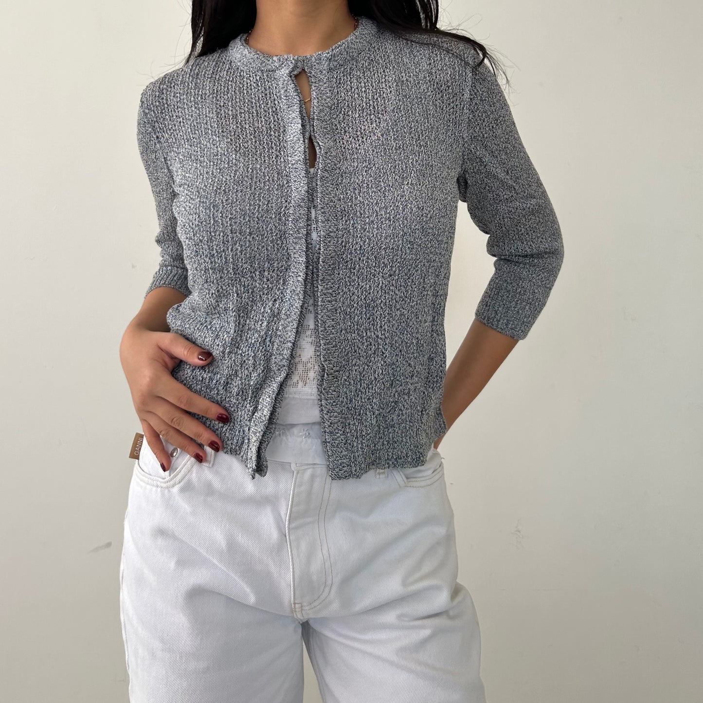 St. John Sport Blue Wool Knit Cardigan - Small