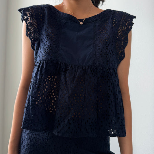 Zara Navy Eyelet Set - Medium