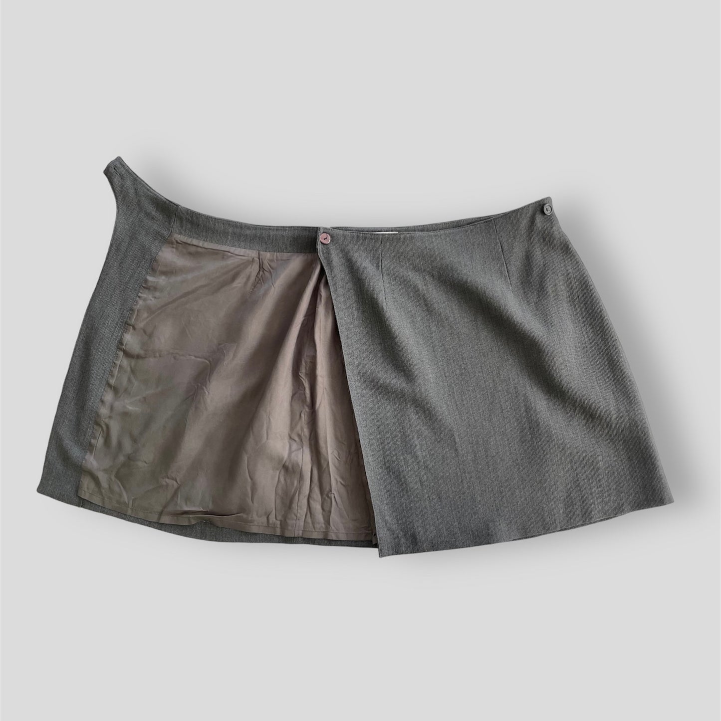 Mexx Women Grey Wool Blend Wrap Mini Skirt - Small