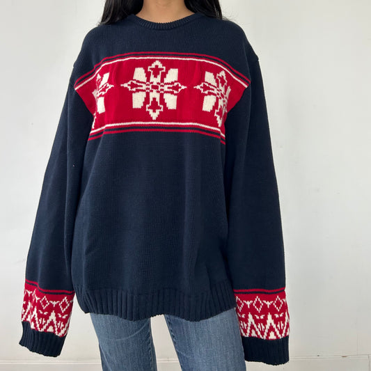 Chaps Navy Nordic Knit Sweater - X-Large