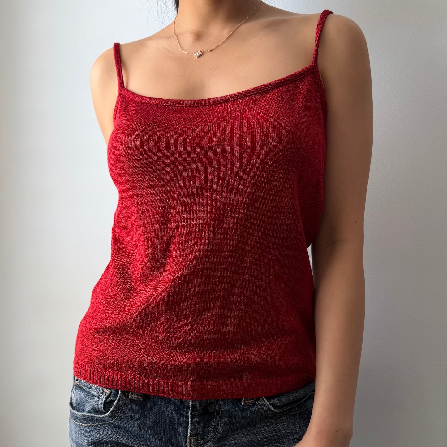 Riccardo Nanni Red Metallic Wool Knit Tank - Medium