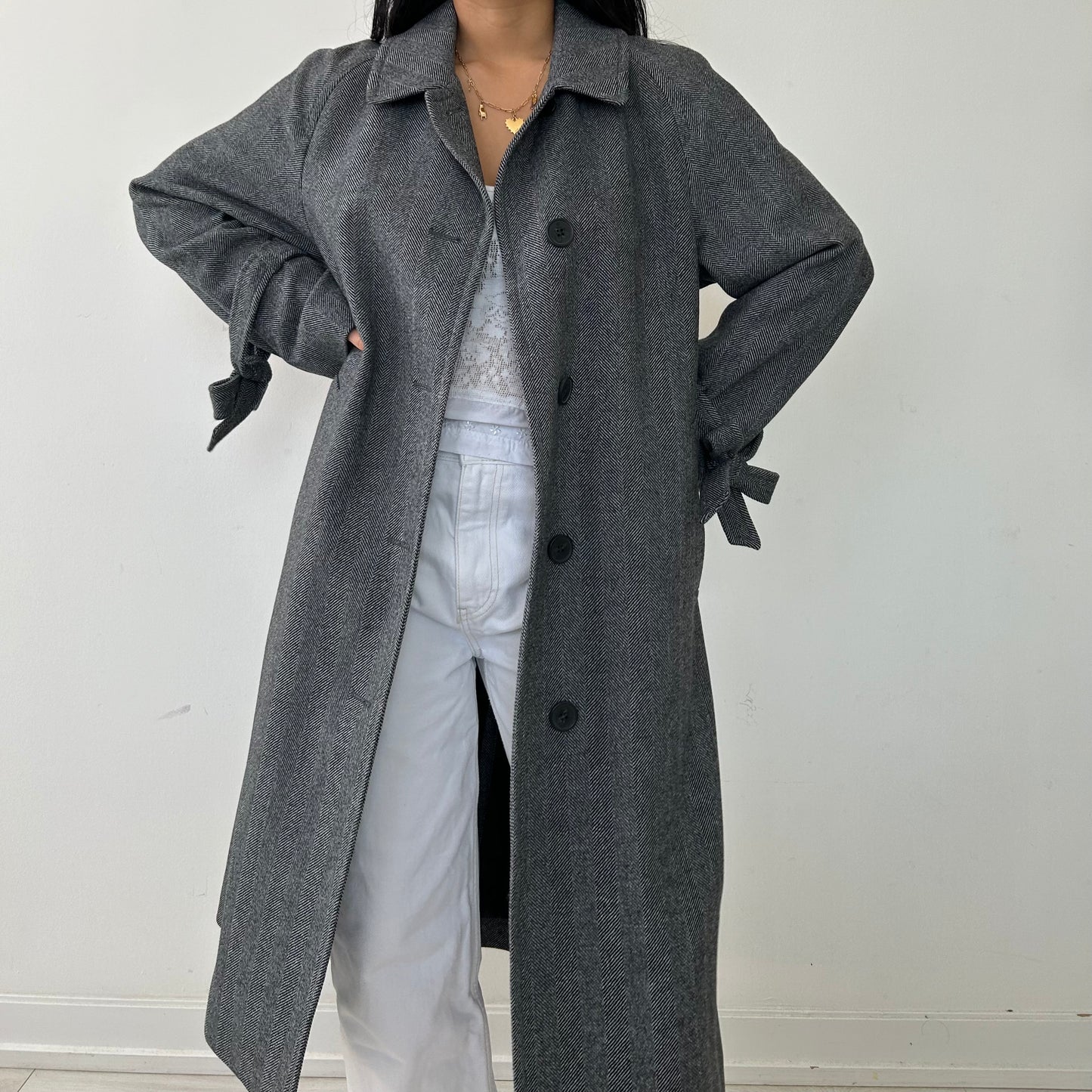 JW Anderson X Uniqlo Grey Wool Tweed Coat - Small