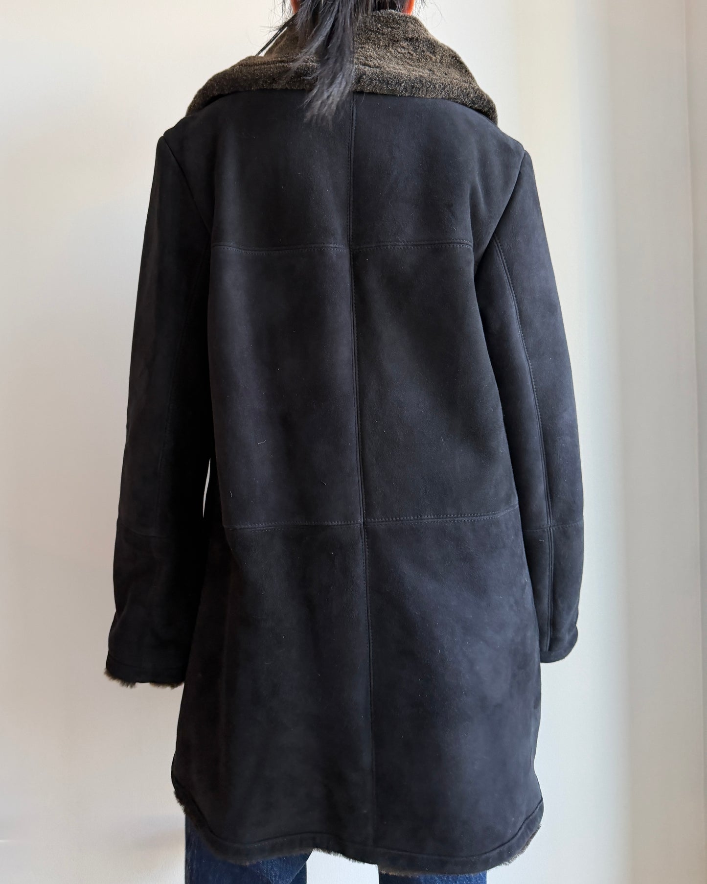 Danier Black Sheepskin Shearling Coat - Medium