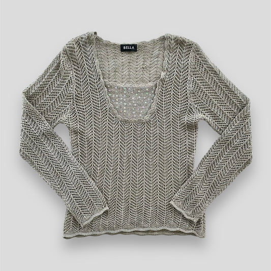 Bella Gold Long Sleeve Knitted Top - Medium