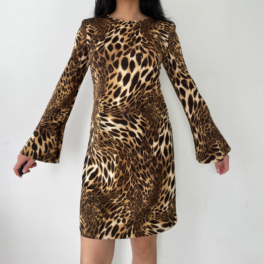 I.N.C. International Concepts Leopard Print Bell Sleeve Mini Dress - Small