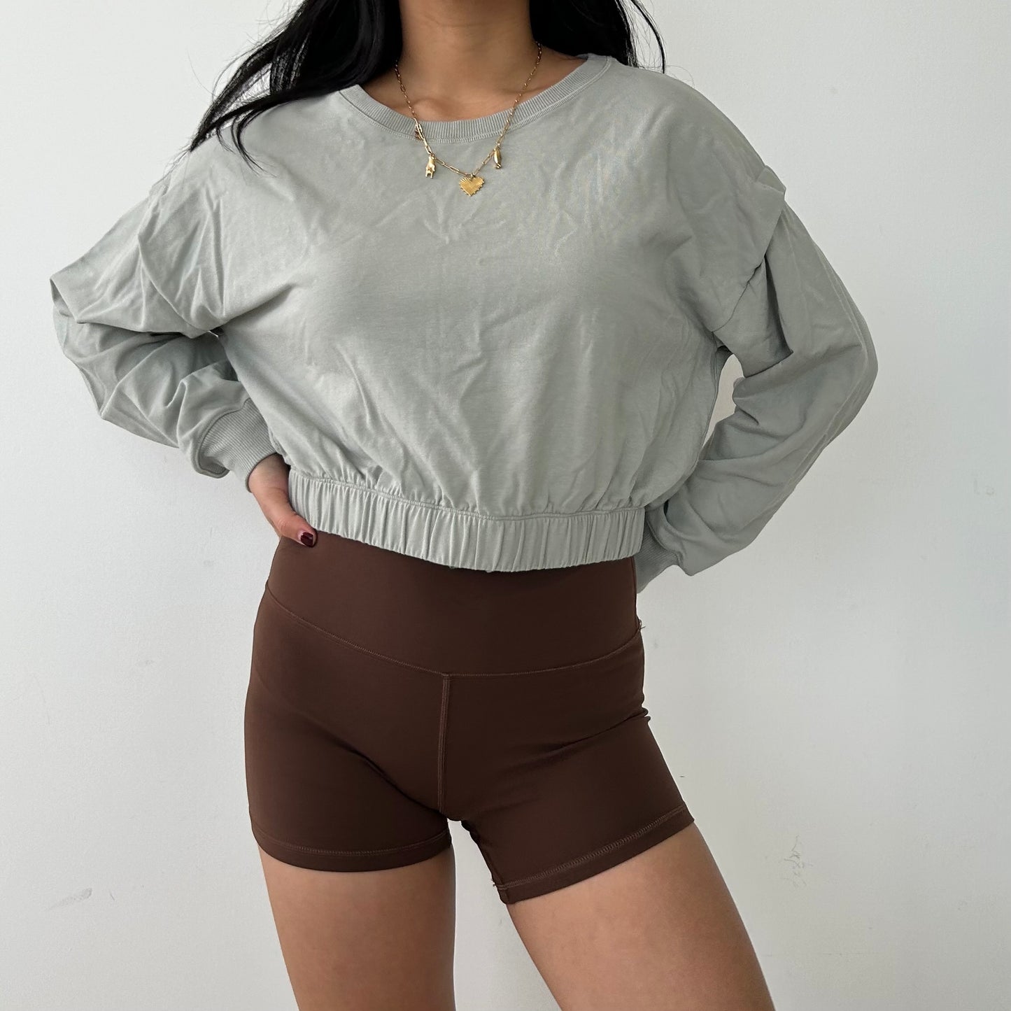 Lululemon Sage Green Cropped Sweatshirt - Small