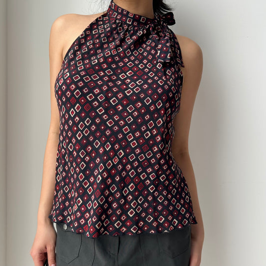 Nine West Burgundy Silk Halter Top - Medium