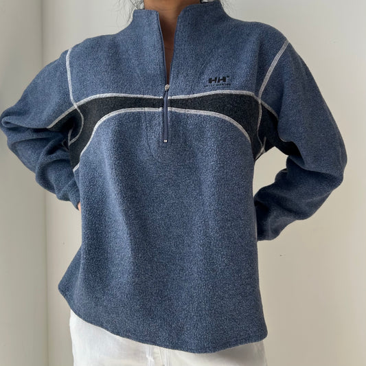 Vintage Helly Hansen Blue Fleece Quarter Zip - Large