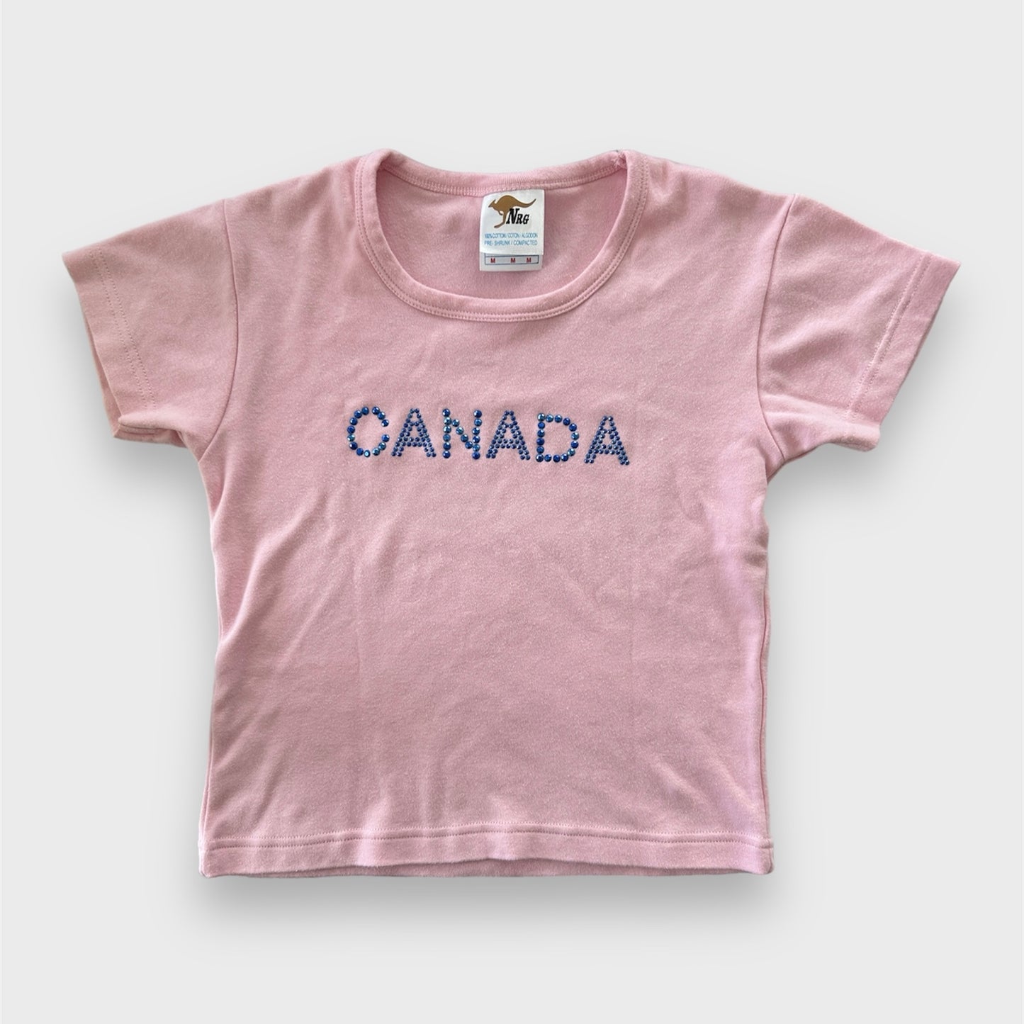 Canada Rhinestone Pink Baby Tee - Small