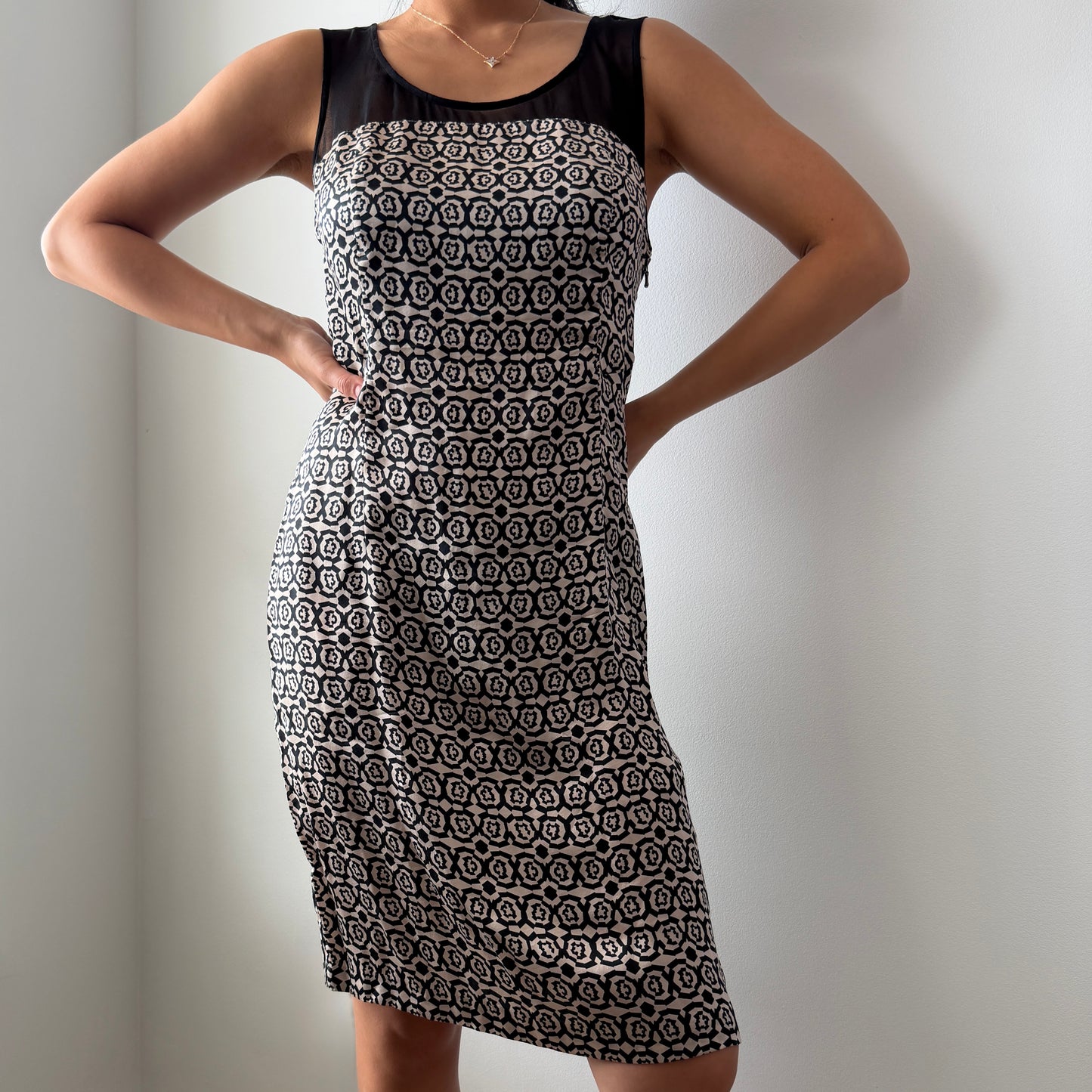 Diesel Black Gold Geometric Print Sleeveless Silk Dress - Small