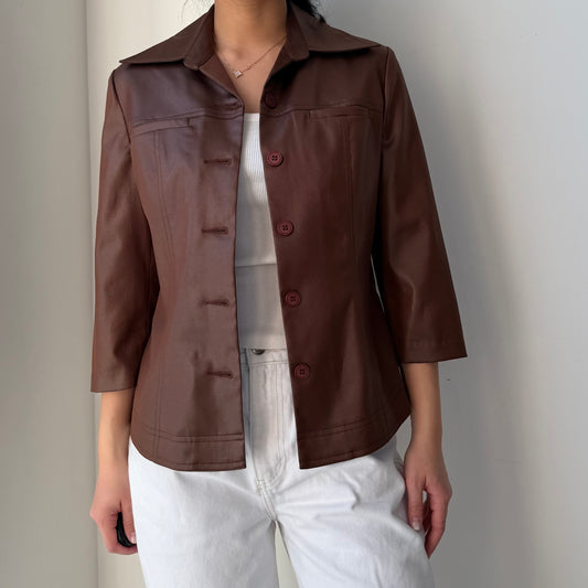 Milio Made in France Brown Metallic Lightweight Blouse - Small